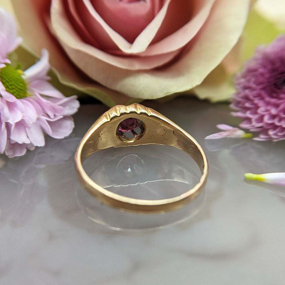 under gallery of vintage garnet engagement ring