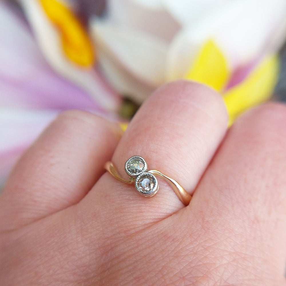 close up of toi et moi ring